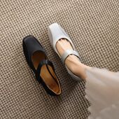 子女款 2025新款 复古风方头玛丽珍鞋 平底鞋 女真皮平底浅口单鞋 舒适