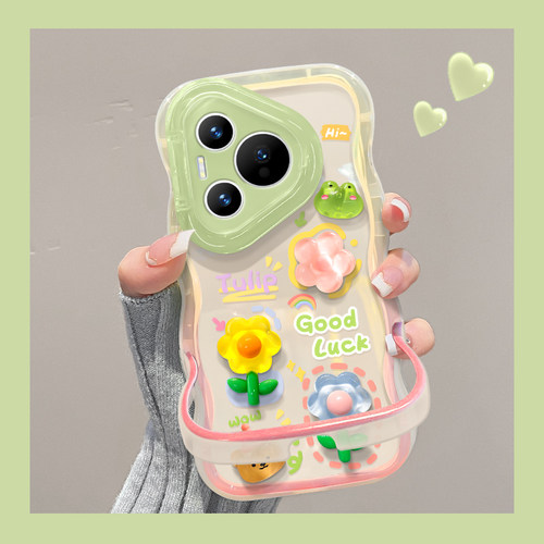 适用华为系列手机壳青蛙花透明