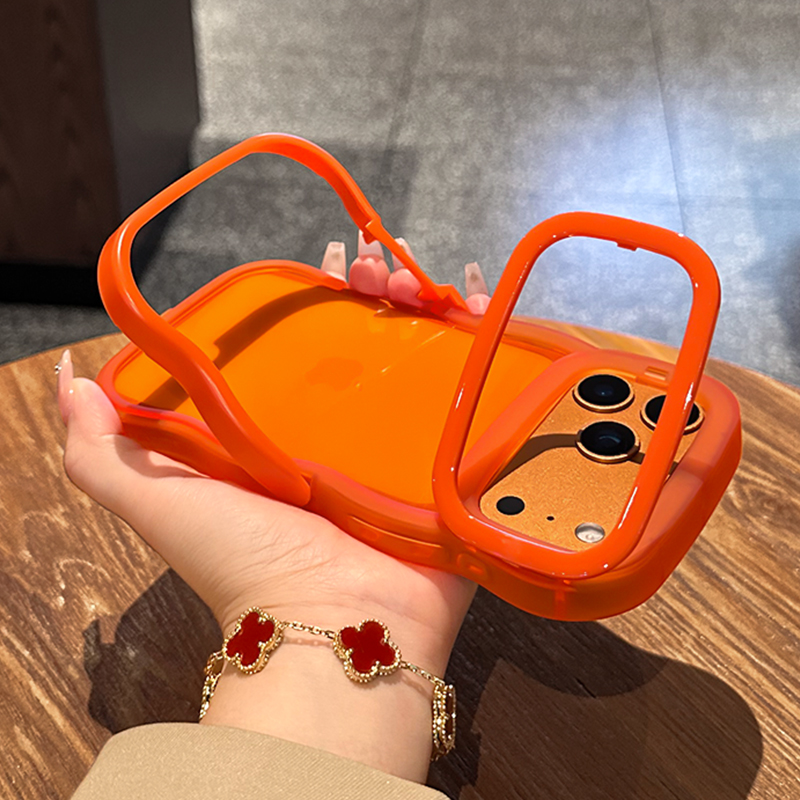 适用苹果橙色双支架手机壳