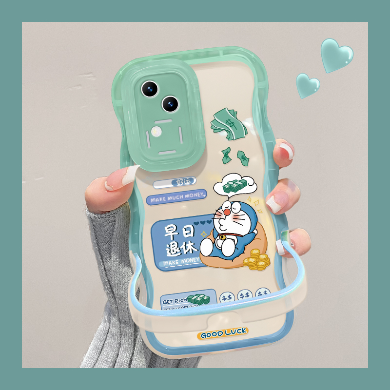 适用vivos18手机壳19pro新女款x100软硅胶x90/70波浪边s17/16早日退休文字猫隐形双支架s12/10防摔x60/50软套