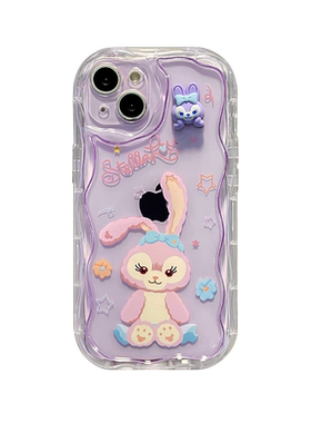 适用苹果15手机壳16新女款iPhone14promax/13奶油纹11/12mini防摔xs/xr可爱兔子公仔耳朵8保护套7plus透明se2