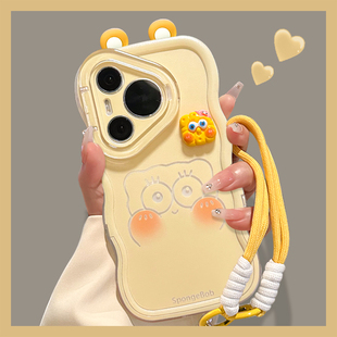 适用华为pura80pro手机壳新女款pura70pro+隐形双支架mate60/50荣耀500/400派大星海绵宝宝可爱Nova14ultra软