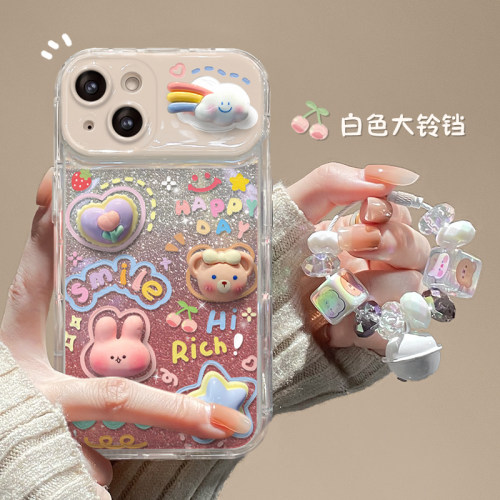 新品上市，涂鸦云熊兔翻盖镜子手机壳
