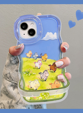 适用华为Nova15Pro手机壳14/13草地马Nova12活力版新女款11ultra隐形双支架10/9软硅胶波浪边8全包防摔保护套