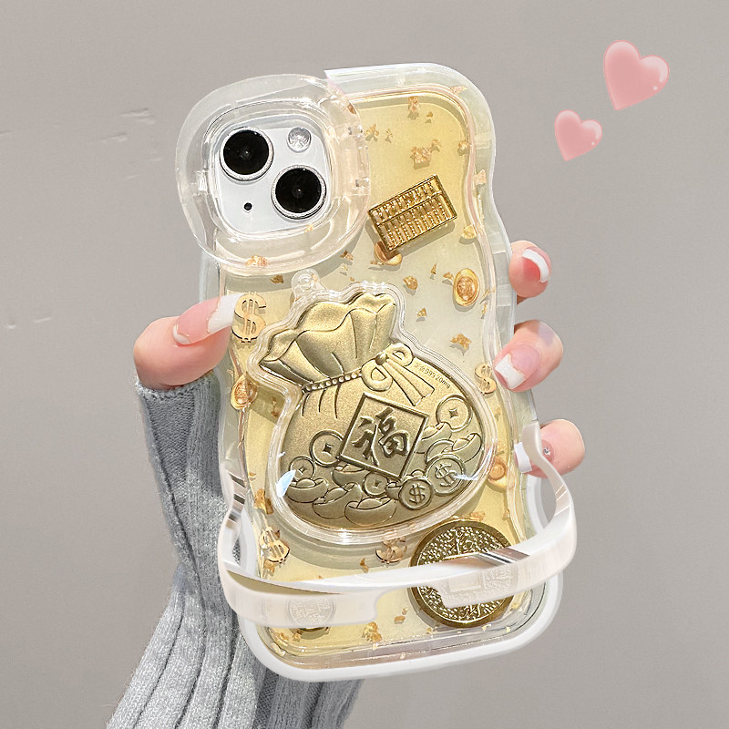 适用苹果元宝福袋双支架手机壳
