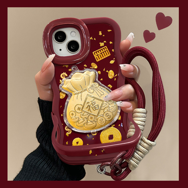 适用于苹果17promax手机壳iphone16/15金箔福袋女生iPhone14/13酒红12隐形双支架11新年款x/xr全包防摔保护套,3C数码配件,手机保护套/壳,淘宝优惠券,粉丝福利购,淘宝优惠卷