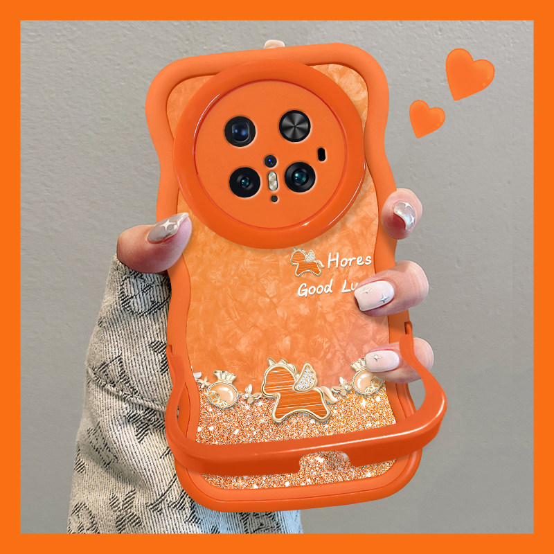 适用华为Mate80promax手机壳2026新年女款mate70pro+闪粉福袋小马60/50隐形双支架40e软硅胶波浪边橙色保护套,3C数码配件,手机保护套/壳,淘宝优惠券,粉丝福利购,淘宝优惠卷