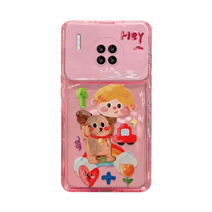 适用华为mate60pro手机壳pura70新女款荣耀200/100白鹿同款涂鸦小熊p50/40翻盖镜子nova11/12防摔90/80保护套