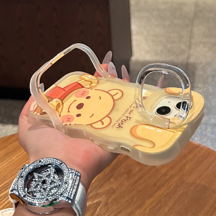 蜂蜜小熊维尼适用苹果iPhone16promax手机壳华为pura70女mate60pro+荣耀200双支架vivo新款OPPO小米15保护套