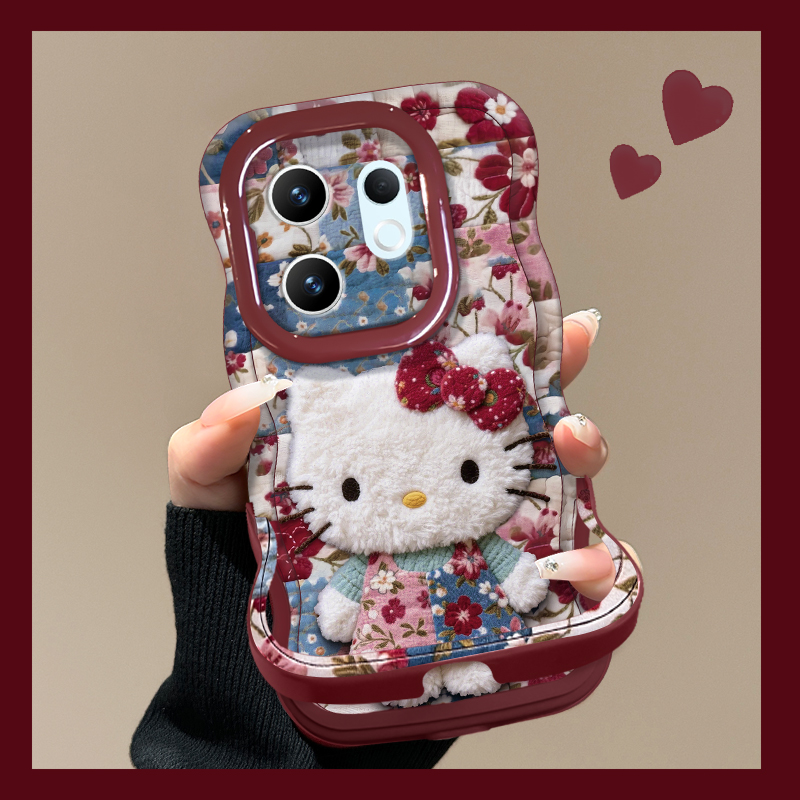 适用vivos碎花kt双支架手机壳