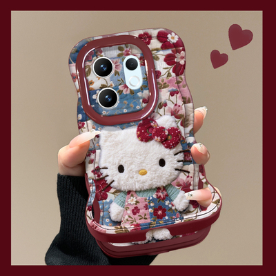 适用vivos碎花kt双支架手机壳