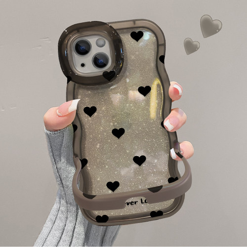 适用iPhone满屏爱心双支架手机壳