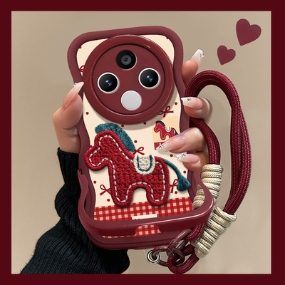 适用vivoY刺绣小马双支架手机壳