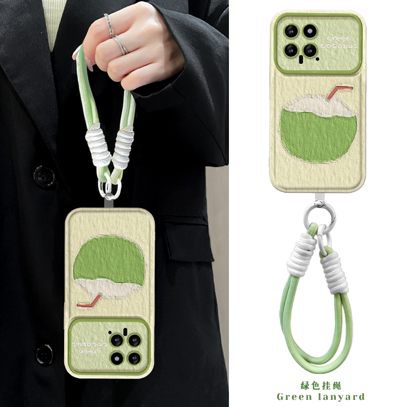 适用小米14手机壳新女款13/12大视窗全包note11/9pro肌理椰子挂绳红米k70翻盖镜子10s防摔软硅胶k60/50保护套