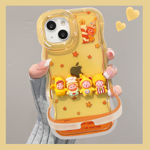 适用OPPOReno15Pro手机壳14新女款蜡烛星星人13/12可爱卡通10/9隐形双支架7/6软硅胶a6gt/a5波浪边全包防摔套