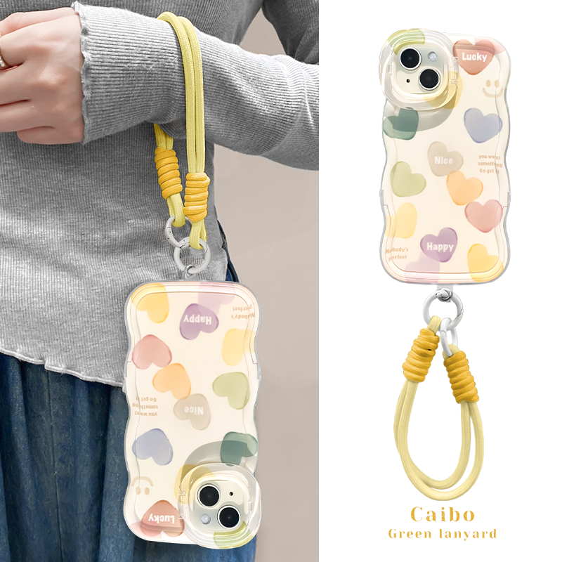 油画爱心挂绳支架手机壳全型号