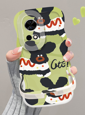 适用华为nova13手机壳新女款荣耀200/100Pro隐形双支架12/11春夏小众90/80涂鸦黑色狗狗10/9防摔软硅胶保护套