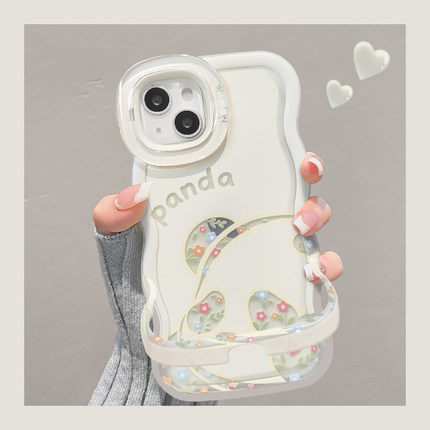 适用opporeno14pro手机壳新女款reno13/12高级防摔11/10碎花熊猫透明隐形双支架Findx8pro硅胶7/6全包保护套