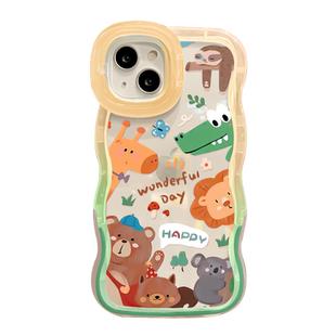 适用于苹果17promax手机壳新款iPhone16pro动物园15plus透明14/13隐形双支架一体软硅胶12创意11全包保护套xs