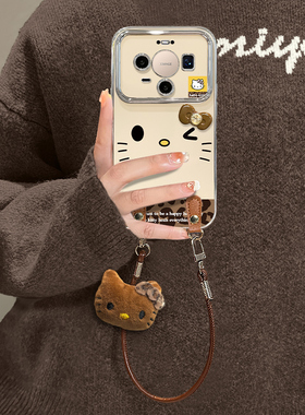 适用华为mate80promax手机壳pura70pro+新款p60女50全包荣耀500豹纹Kt猫挂绳magic7电镀视窗nova14/13硅胶套