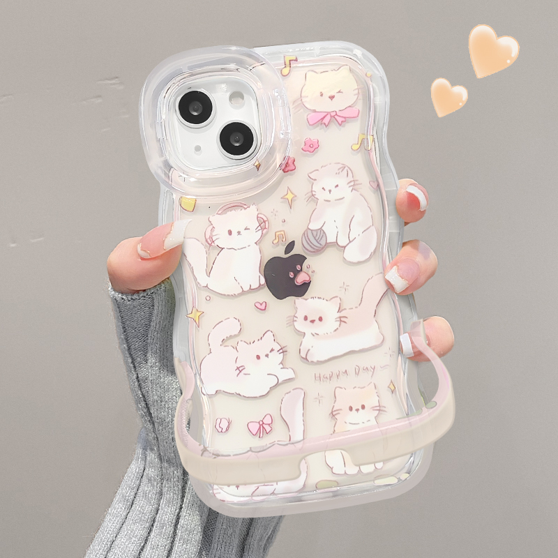 适用全型号可爱猫狗双支架手机壳
