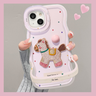 适用于OPPOfindx9手机壳2026本命年新女款x8s小马彩点x8ultra隐形双支架国风波浪边全包防摔透明软硅胶保护套