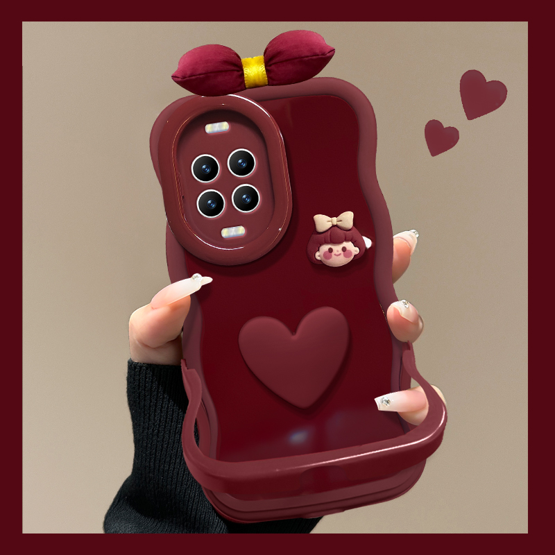 适用华为爱心女孩双支架手机壳