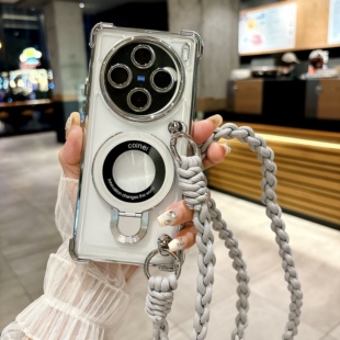 磁吸支架适用vivoX200手机壳四角气囊防摔X100pro可斜挎vivox90pro背带挂绳vivoX70带镜头膜por+女款vivoX80