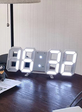 ins简约3D数字闹钟创意智能感光LED韩版壁挂客厅卧室网红夜光时钟
