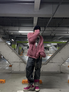 thugclub 24fw 粉色毛衣