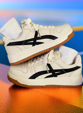 男鞋厚底增高奶油色低帮小白鞋子男款夏季百搭小众德训运动板鞋潮