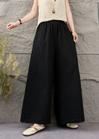 Summer thin, artistic style cotton and linen wide-leg pants, women's stretched-waist floor-length pants, fashionable and versatile solid color comfortable casual pants thumbnail 2