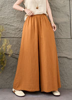 Summer thin, artistic style cotton and linen wide-leg pants, women's stretched-waist floor-length pants, fashionable and versatile solid color comfortable casual pants thumbnail 5