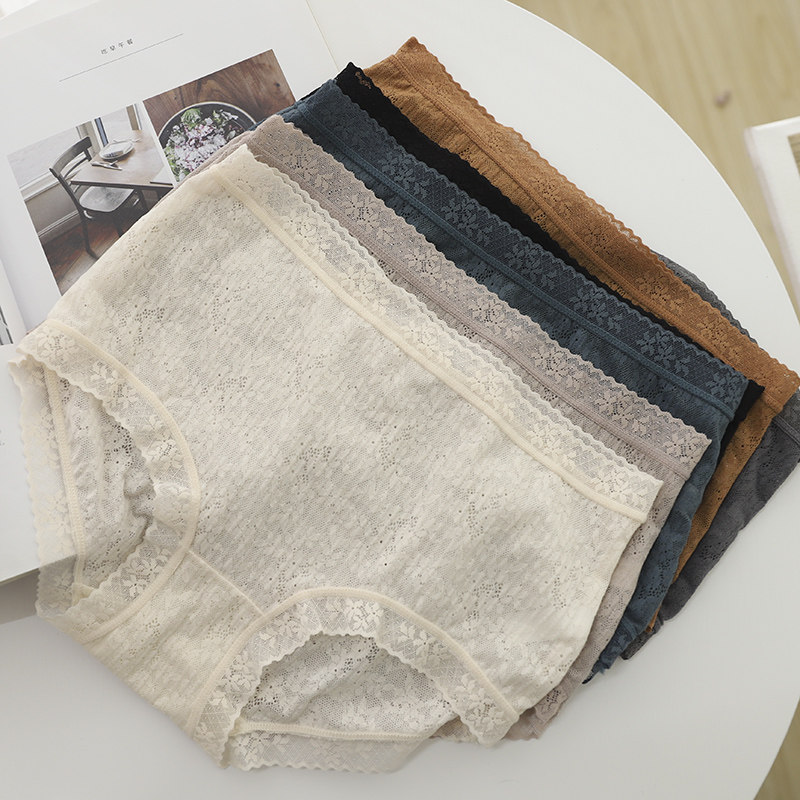 内裤女士透气底裆女士三角短裤柔软蕾丝舒适无痕中腰日系简约性感,女士内衣/男士内衣/家居服,女三角裤,淘宝优惠券,粉丝福利购,淘宝优惠卷