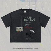 hurt NOTSEXX「don anyone」无胶感墨直喷260g重磅boxy短宽t恤
