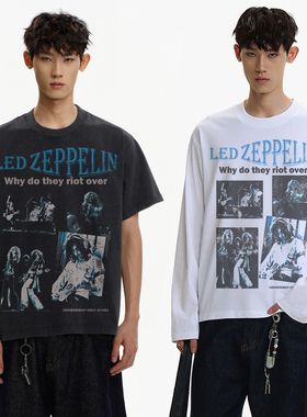 notsexx 齐柏林飞艇 乐队数码直喷凉感sorona短宽boxyfit短袖t恤