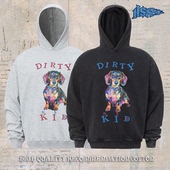 420g重磅毛圈棉数码 notsexx 水彩腊肠狗 直喷短宽boxy连帽卫衣男