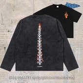 t恤男式 notsexx 直喷重磅纯棉短宽boxy短袖 长袖 火焰脊椎 进口数码