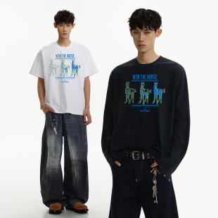 男美式 notsexx t恤长袖 直喷水洗正肩短宽boxy短袖 26ss 孤注一掷