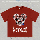 原创蜘蛛老鼠 数码 直喷做旧潮牌美式 NOTSEXX 短袖 t恤女宽松重磅男
