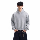 notsexx 保暖太空棉空气层重磅纯色短宽boxy卫衣连帽套头cleanfit