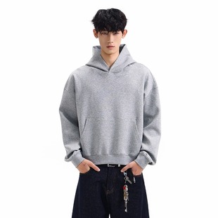 notsexx 保暖太空棉空气层重磅纯色短宽boxy卫衣连帽套头cleanfit