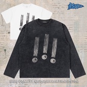 黑八感叹号 进口数码 直喷重磅纯棉短宽boxy短袖 notsexx 长袖 t恤男