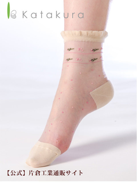 日本片仓caron绢丝素材美足 舒适短袜 袜子 花边crt1303