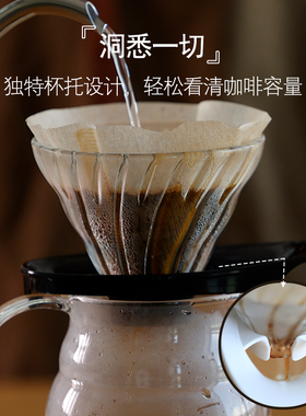 HARIO手冲咖啡V60耐热玻璃滤杯滴滤式家用咖啡过滤器树脂杯托