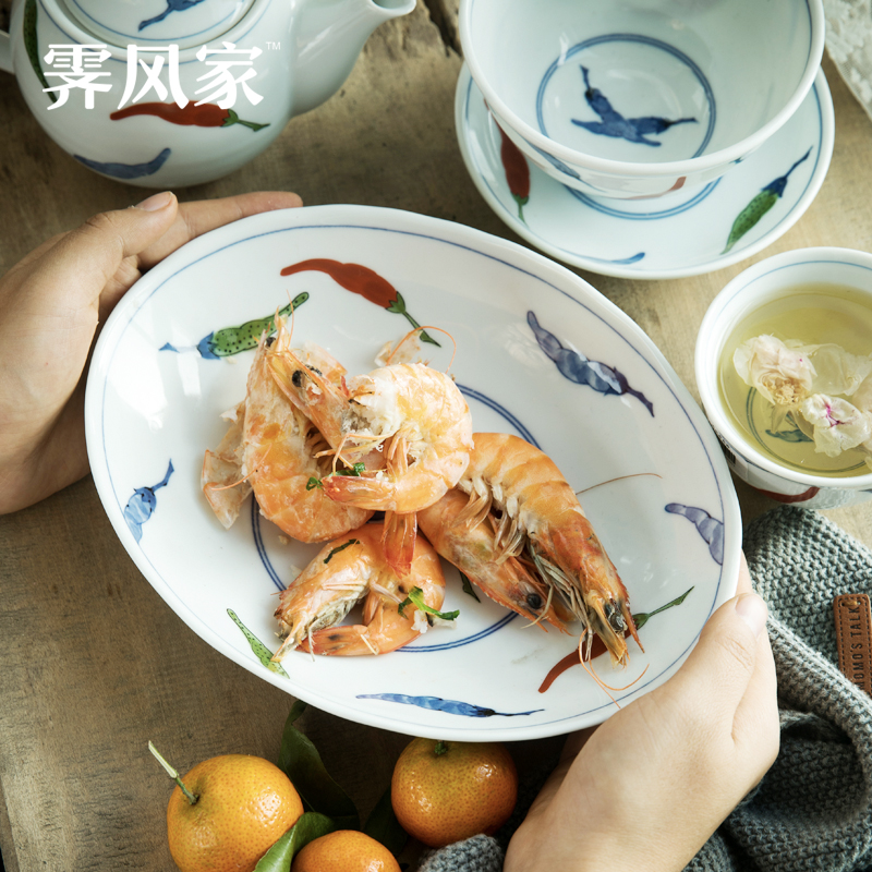 霁风家日本进口美浓烧青花瓷器锦堂辛子家用面碗汤碗日式米饭碗 Изображение 1 霁风家日本进口美浓烧青花瓷器锦堂辛子家用面碗汤碗日式米饭碗 Изображение 1