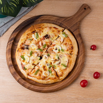 原木菜板家用咖啡厅西餐牛排板 木质披萨盘 实木案板切水果面包板