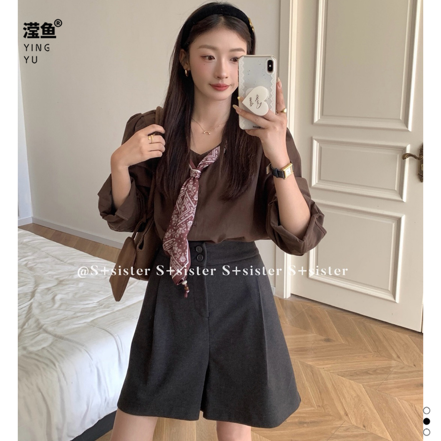 百搭显瘦毛呢短裤高腰a字阔腿裤