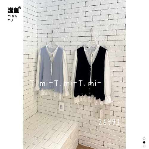 TMI26993大码针织马甲两件套女