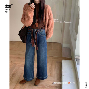 九分宽松显瘦百搭洋气牛仔裤 加绒直筒阔腿裤 秋冬新款 6709大码